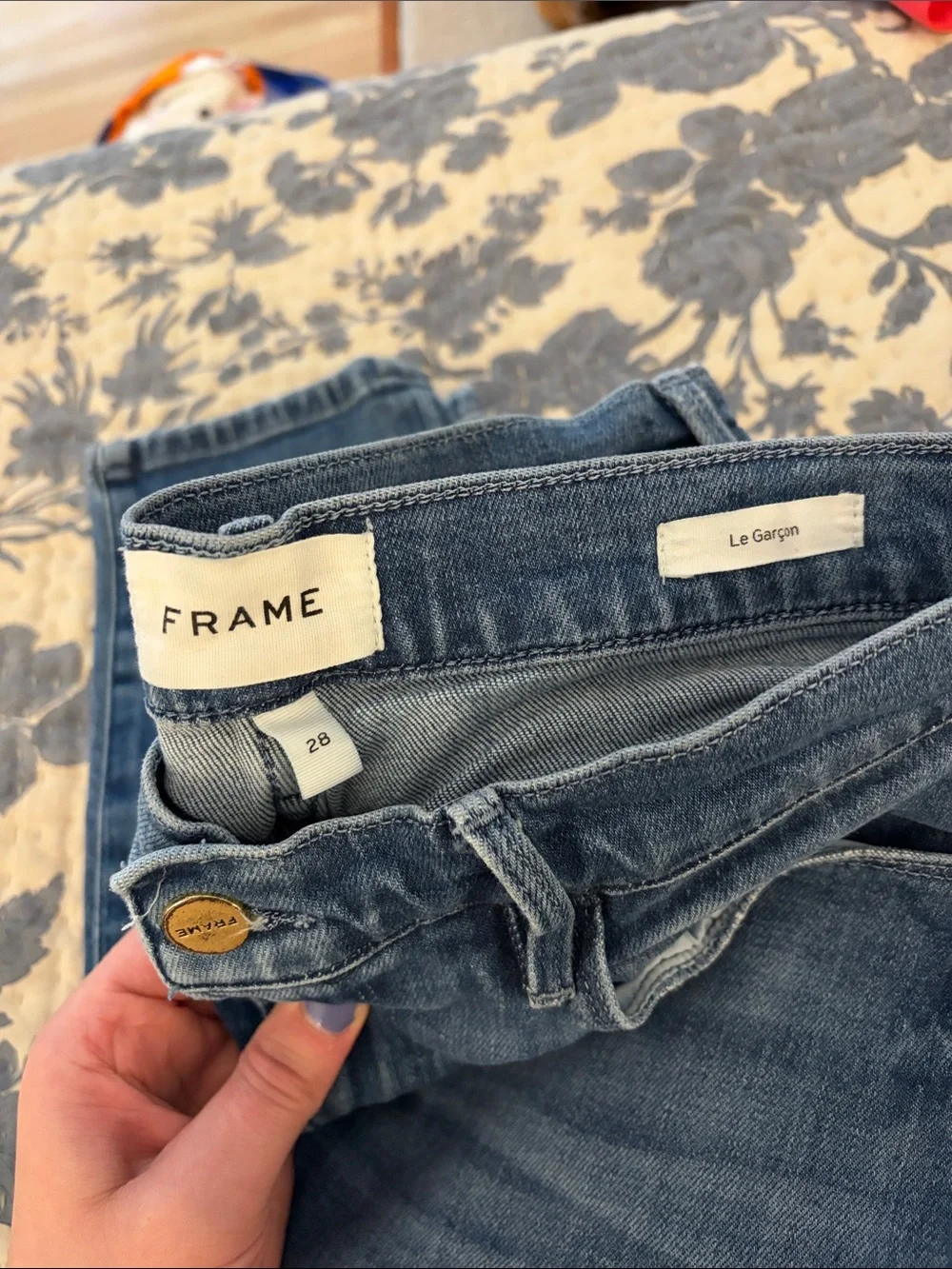 FRAME Le Garçon Light Blue Denim Jeans - Picture 2 of 2